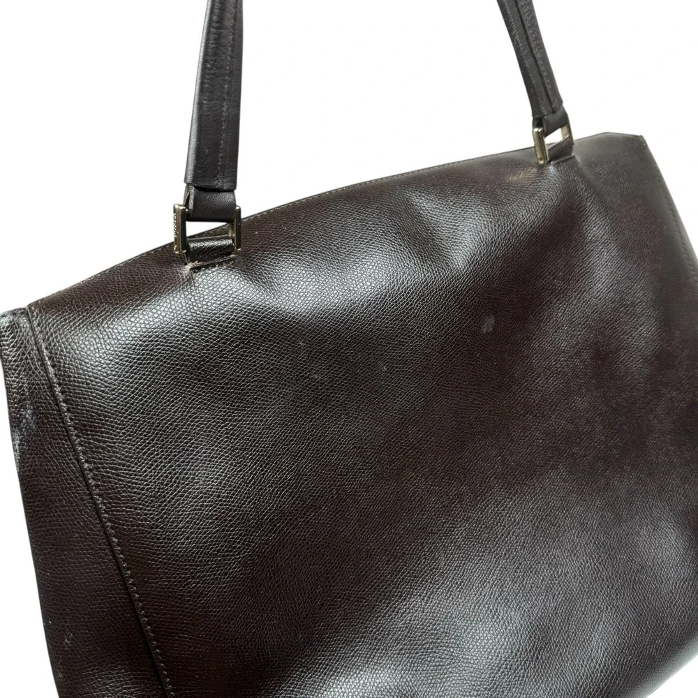 Furla Top Handle Handbag Italian Leather Purse Taupe‎ Cream Brown